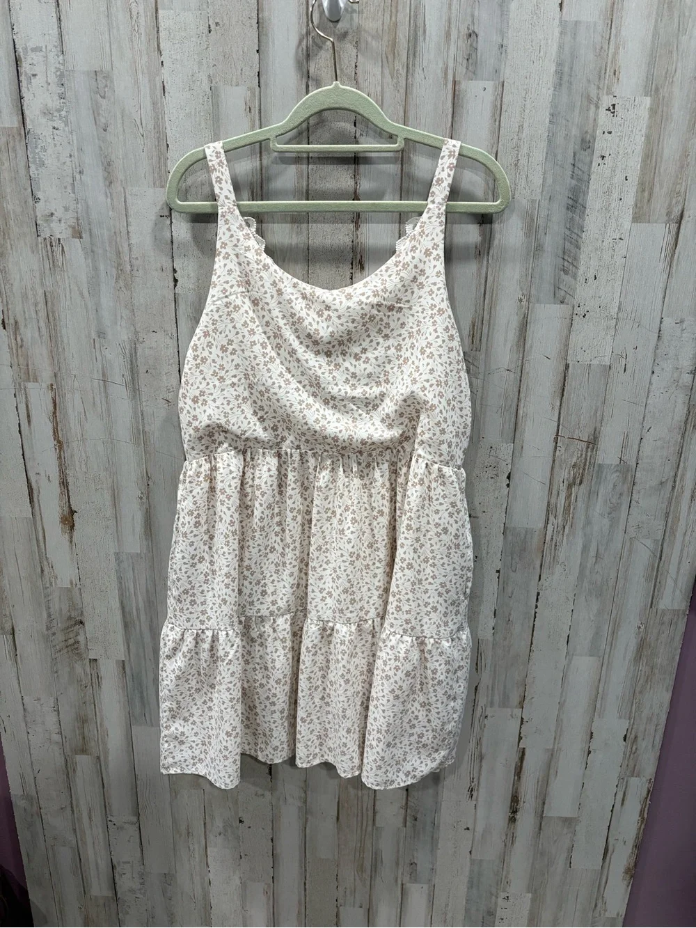 Heyson Floral Babydoll Dress Small Cream Ditsy Floral Lace Trim Cottagecore - Picture 6 of 8